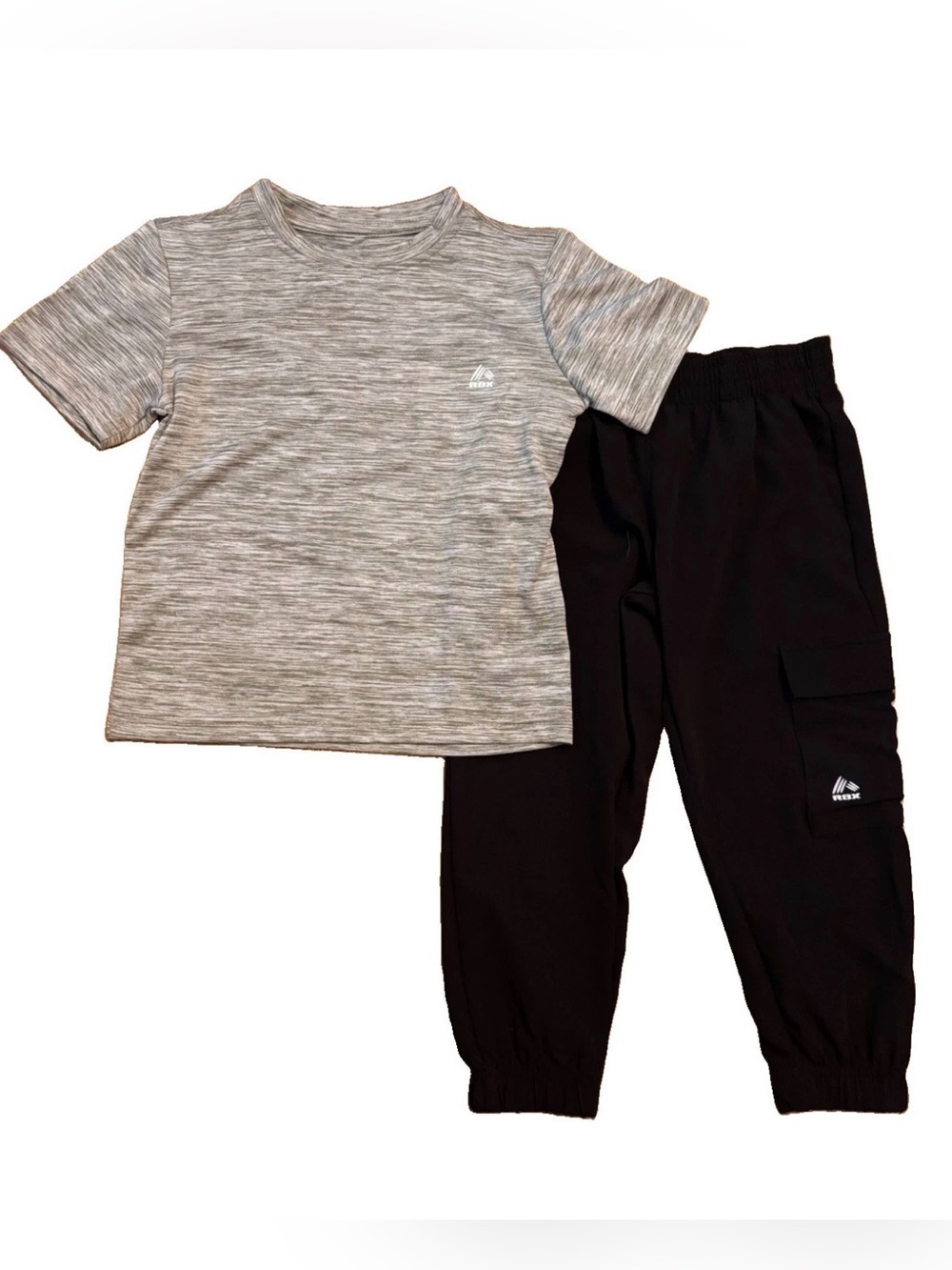 NWOT Active Kids Gray Heather Top & Black Cargo Joggers Set Size 4